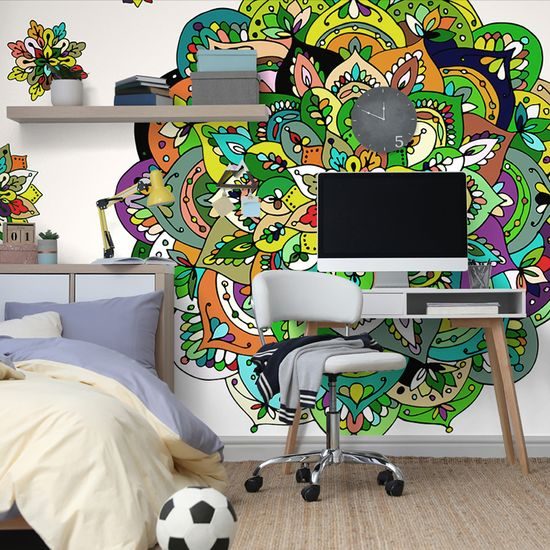 Samolepiaca tapeta zaujímavá Mandala s nádychom do zelena