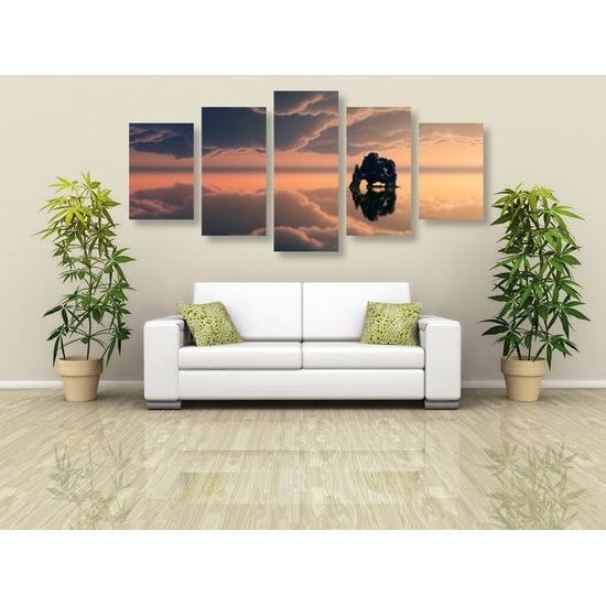 5-dielny obraz skala uprostred mora