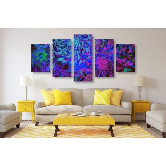 5-dielny obraz nevšedná abstrakcia v futuristickom prevedení