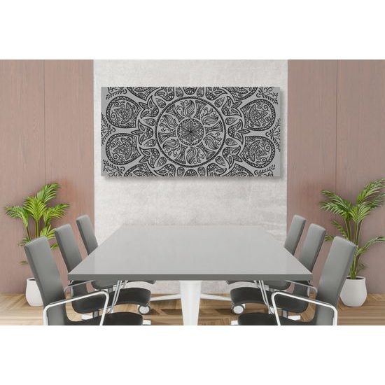 Obraz kmeňová Mandala v čiernobielom prevedení
