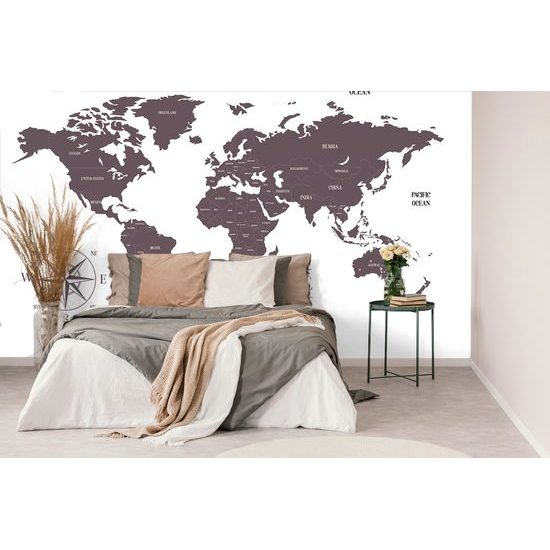 Samolepiaca tapeta jednoduchá mapa sveta v hnedom prevedení