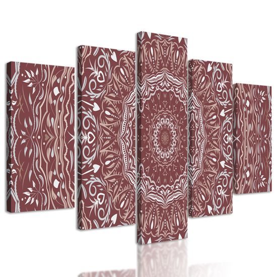 5-dielny obraz ukľudnujúca Mandala v ružovom prevedení