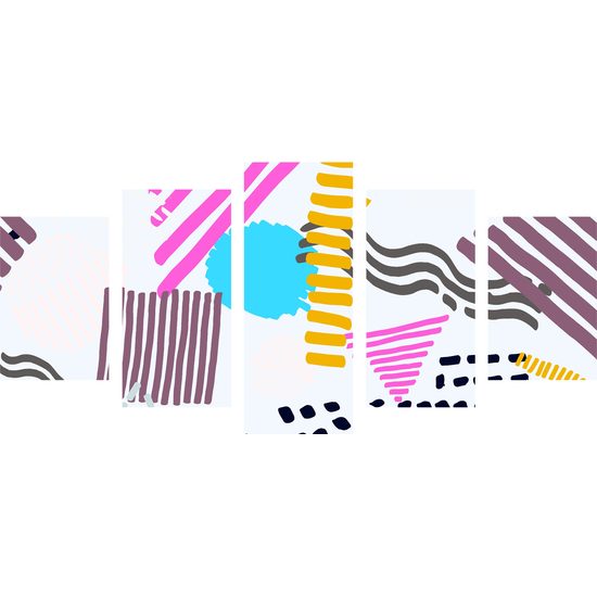 5-dielny obraz zaujímavý farebný vzor na bielom pozadí