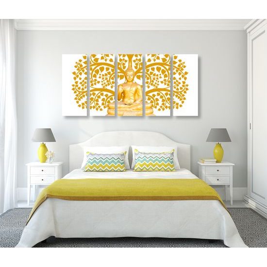 5-dielny obraz zlatá soška Budhu