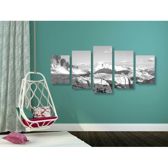 5-dielny obraz čarovný výhľad v čiernobielom prevedení