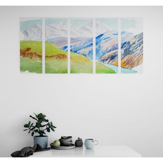5-dielny obraz horská krajina