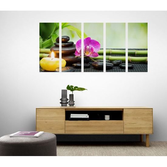 5-dielny obraz záhrada Feng Shui