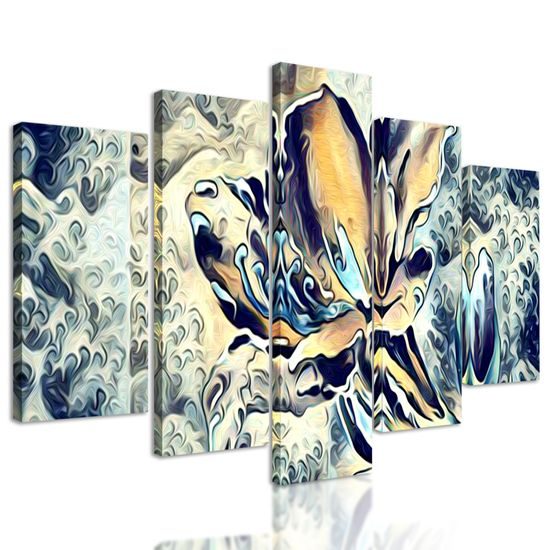 5-dielny obraz surrealistický kvet