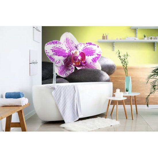 Samolepiaca fototapeta zen kamene s orchideou