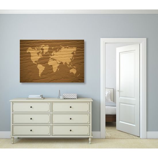 Obraz nádherná mapa sveta v hnedom prevedení