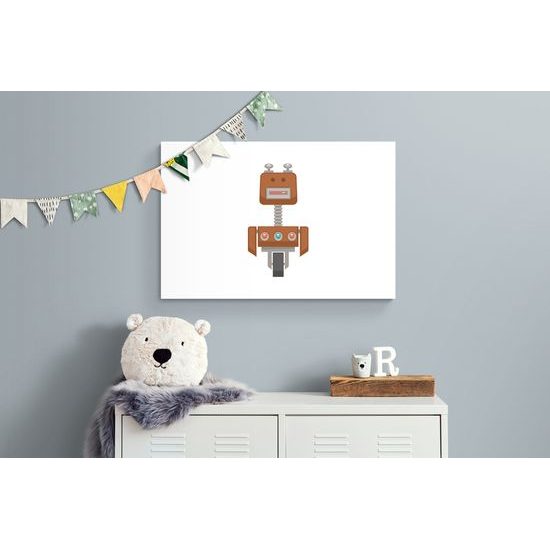 Obraz kamarát robot v hnedej farbe
