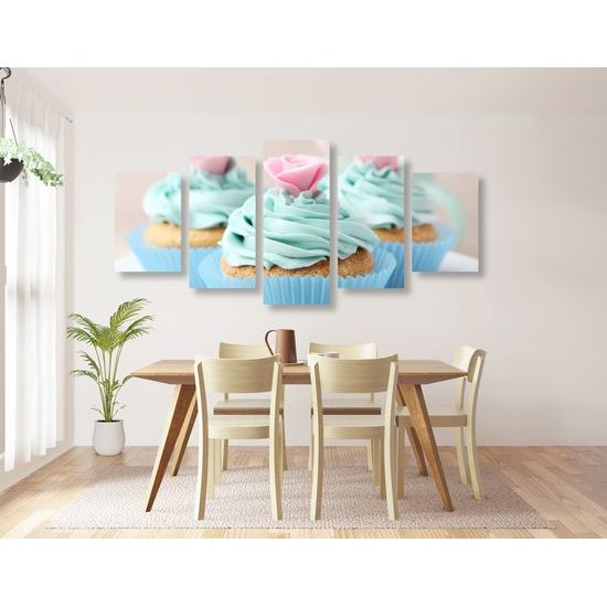 5-dielny obraz lahodné muffiny v pastelových farbách