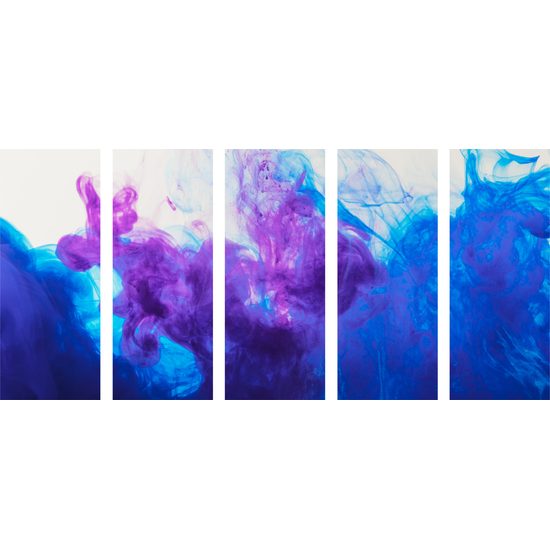 5-dielny obraz nádherná abstrakcia modrej a fialovej farby