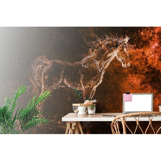 Zaujímavá samolepiaca tapeta kôň na abstraktnom pozadí