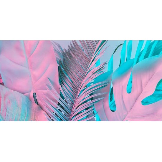 Obraz palmové listy v neonových farbách