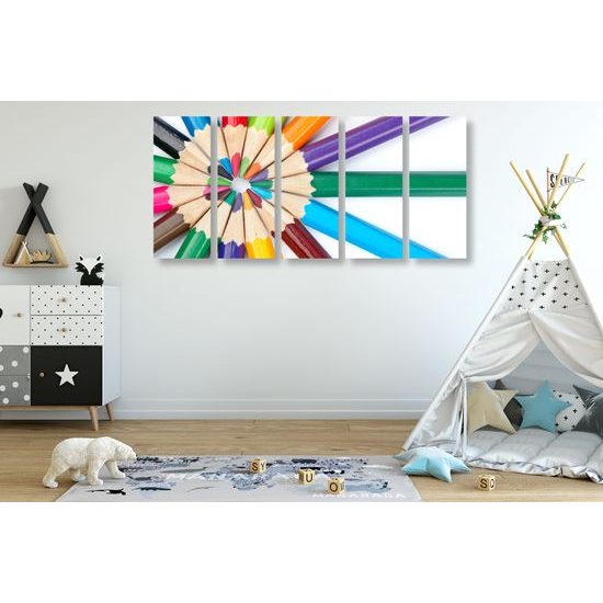 5-dielny obraz kruh z pasteliek