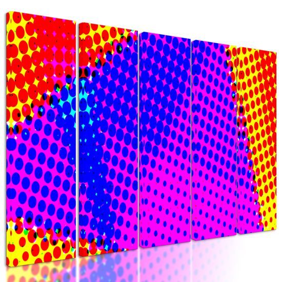 5-dielny obraz abstraktné bodky