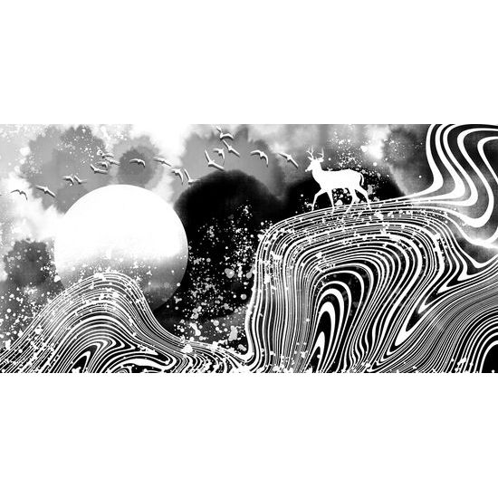 Obraz abstrakcia prírody v čiernobielom prevedení