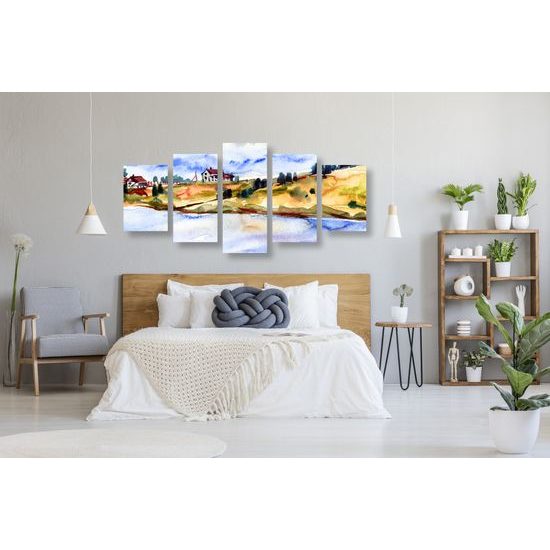 5-dielny obraz akavarelové Talianske mestečko