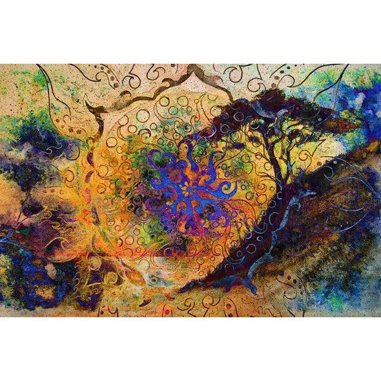 Samolepiaca tapeta zaujímavá kvetina na abstraktnom pozadí