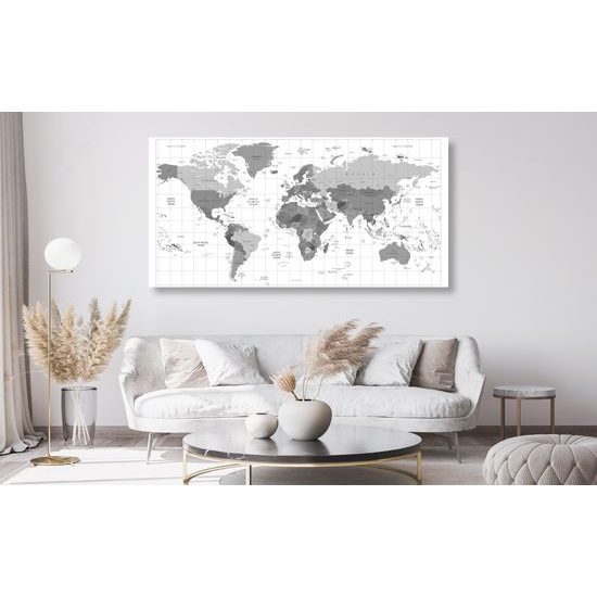 Obraz na korku stará mapa sveta na bielom pozadí