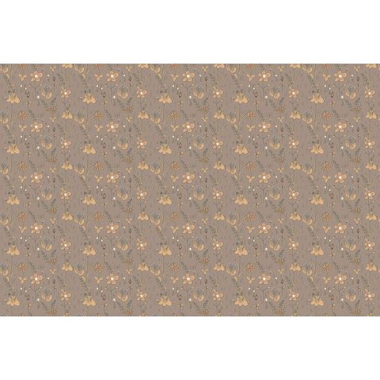 Tapeta maľované kvety v hnedom prevedení