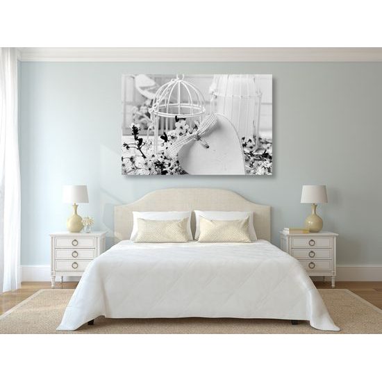 Obraz srdiečko v čiernobielom prevedení