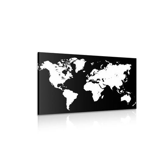 Obraz bielo čierna mapa sveta