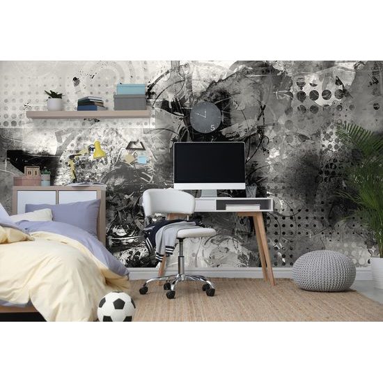 Samolepiaca tapeta štýlová kombinácia tvarov v čiernobielom prevedení