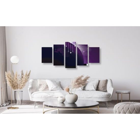 5-dielny obrat Feng Shui fialová abstrakcia