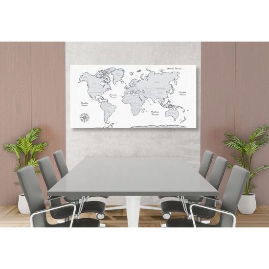 Obraz jemná mapa v čiernobielom prevedení