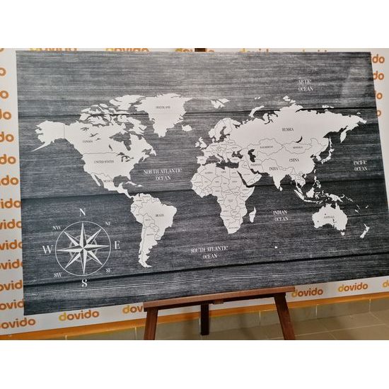 Obraz mapa s drevenou štruktúrou
