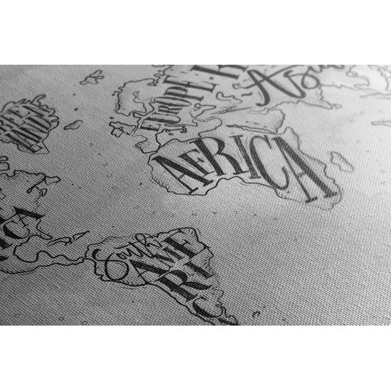 Obraz abstraktná mapa celého sveta v čiernobielom prevedení