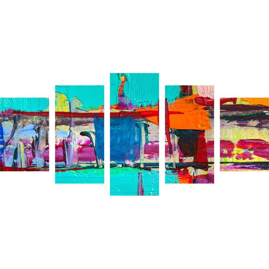 5-dielny obraz abstraktná kombinácia farieb