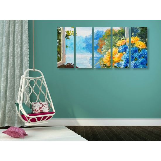 5-dielny obraz vintage kytica