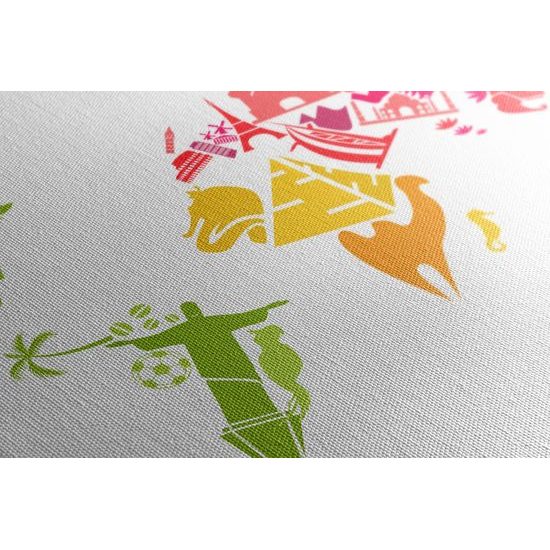 Obraz mapa sveta tvorená symbolmi krajín