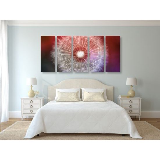 5-dielny obraz púpava v nádherných farbách