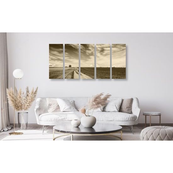 5-dielny obraz nádherná krajina v sépiovom prevedení