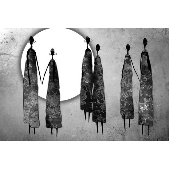 Obraz africký kmeň v čiernobielom prevedení