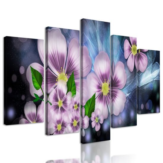 5-dielny obraz ružové kvety vo vintage prevedení