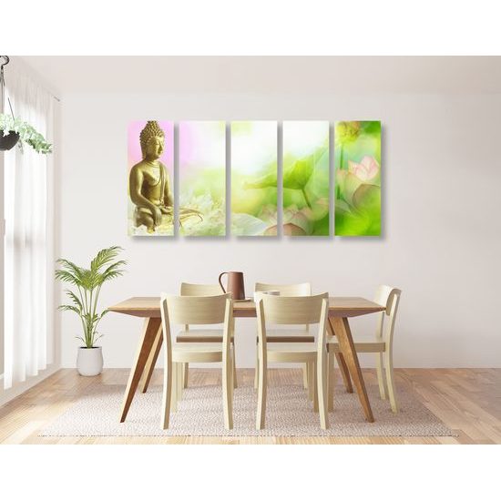5-dielny obraz splinutie Budhu s prírodou