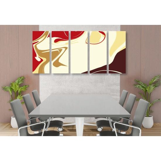 5-dielny obraz umelecká abstrakcia v zemitých farbách