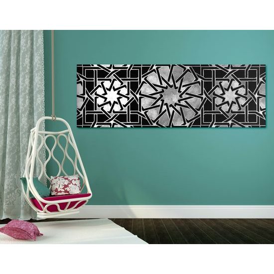 Obraz strieborná mandala v čiernobielom prevedení