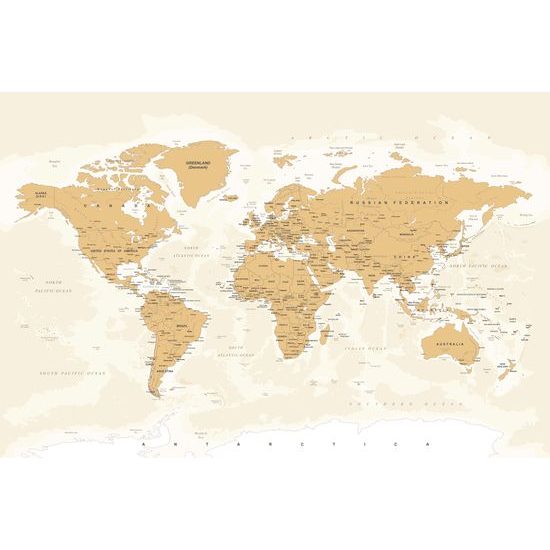 Obraz mapa sveta s nádychom béžovej