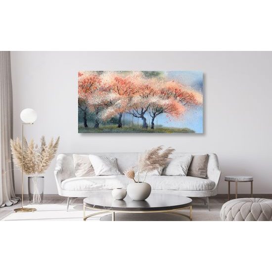 Obraz maľba kvitnúcich stromov