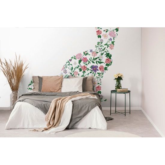 Tapeta abstraktná kvetinová mačka