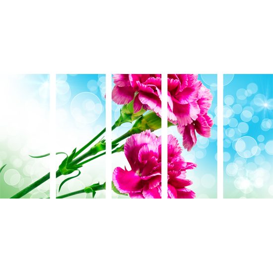 5-dielny obraz nádherny ružový kvet