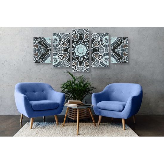 5-dielny obraz nádherná Indická Mandala