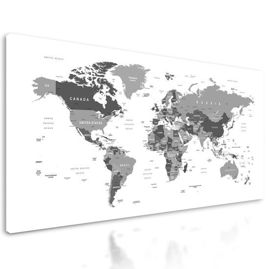 Obraz mapa v pútavom čiernobielom prevedení