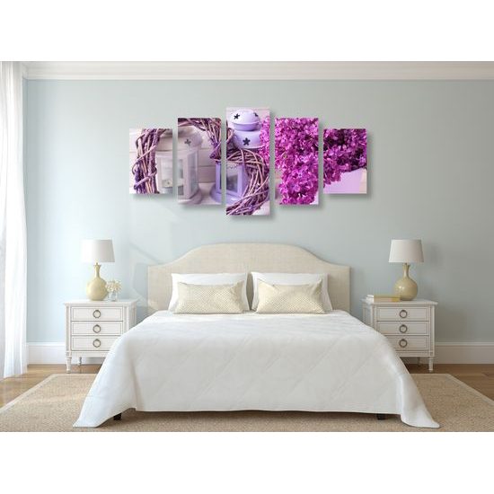 5-dielny obraz fialový orgován v romantickom prevedení